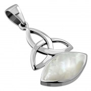 Mother of Pearl Trinity Knot Silver Pendant, p660